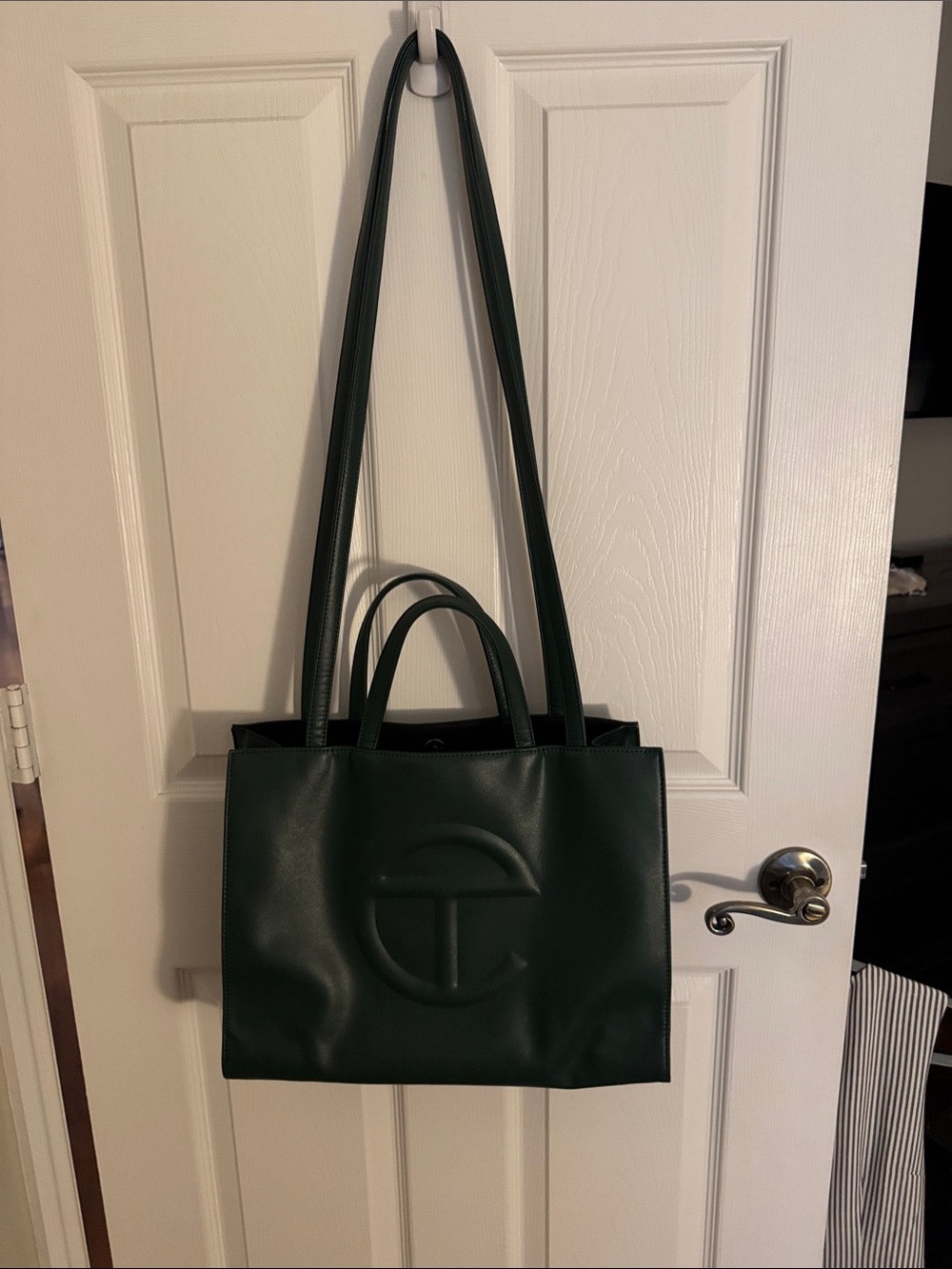 Telfar Dark Green Small Shopping Tote with Embossed Logo